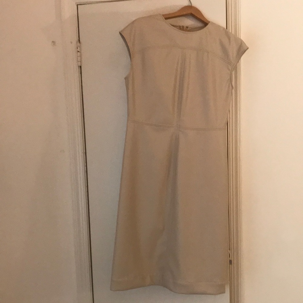 NWOT! Leather Beige Dress